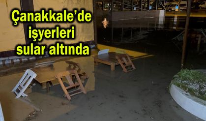 Çanakkale’de işyerleri sular altında (Video)