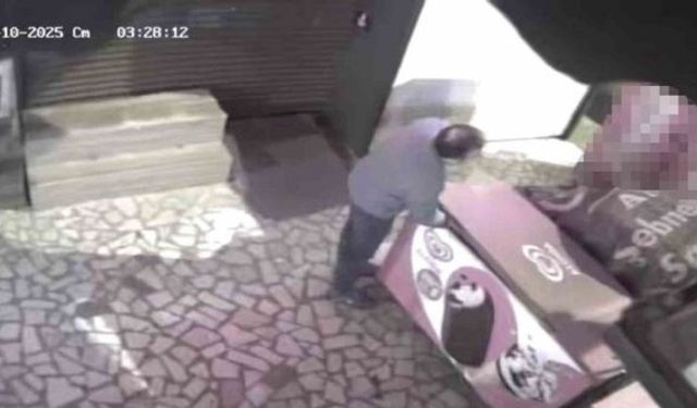 Kuruyemişçiden dondurma hırsızlığı kamerada