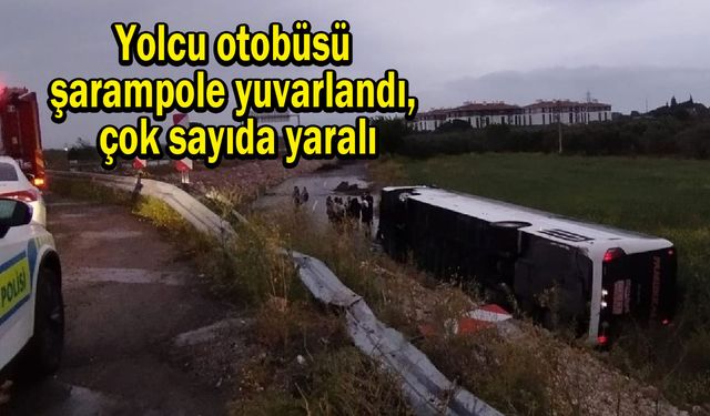 Yolcu otobüsü şarampole yuvarlandı, çok sayıda yaralı