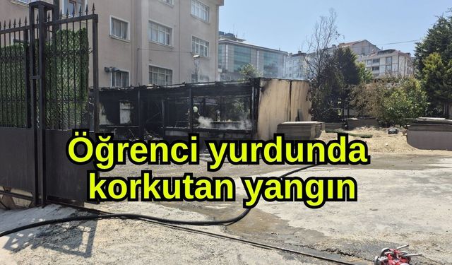 Öğrenci yurdunda korkutan yangın (Video)