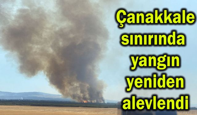 Çanakkale sınırında yangın yeniden alevlendi (Tıkla izle)
