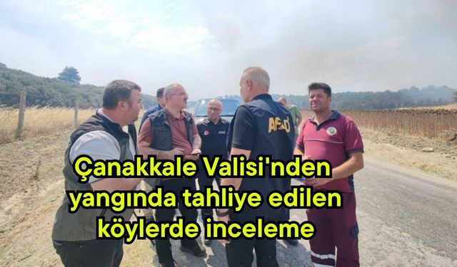 Çanakkale Valisi'nden yangında tahliye edilen köylerde inceleme