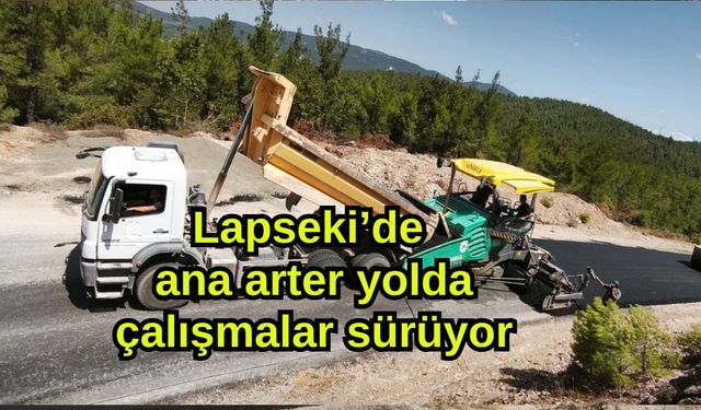 Lapseki’de ana arter yolda çalışmalar sürüyor