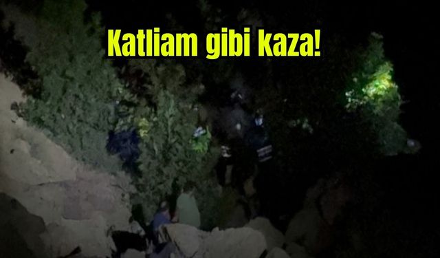 Otomobil uçuruma yuvarlandı: 5 ölü (Video)