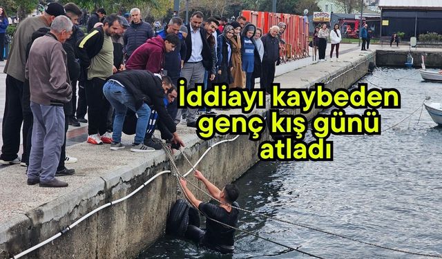 İddiayı kaybeden genç kış günü denize atladı
