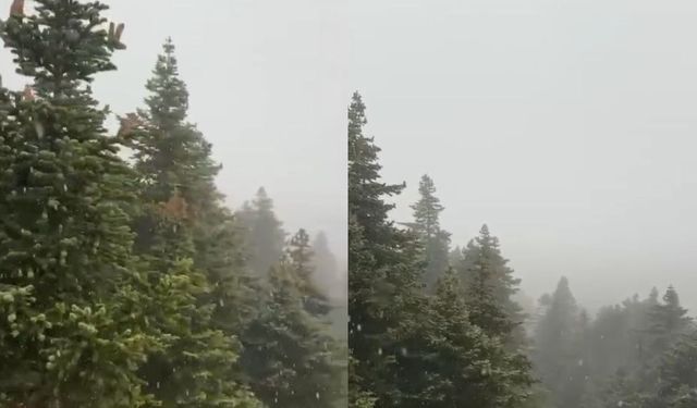 Uludağ'da ilk kar yağışı böyle görüntülendi (Video)