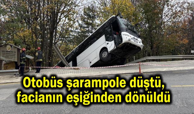 Otobüs şarampole düştü, facianın eşiğinden dönüldü (Video)