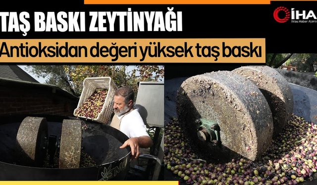 Zeytinyağında taş baskı yöntemini sürdürüyor (Video)