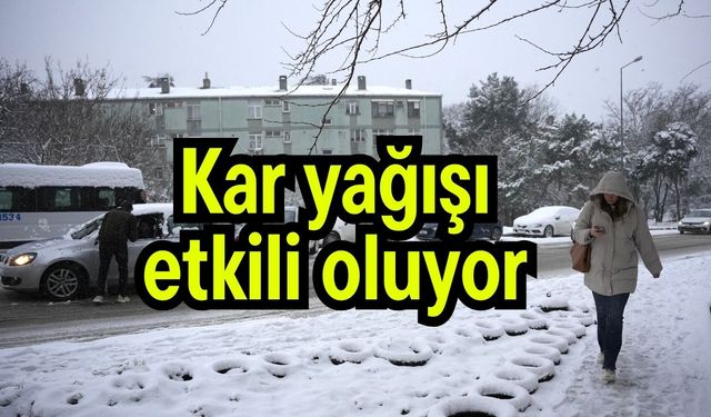 Kar yağışı etkili oluyor (Video)