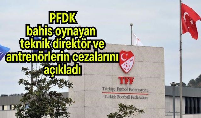 PFDK, bahis oynayan teknik direktör ve antrenörlerin cezalarını açıkladı
