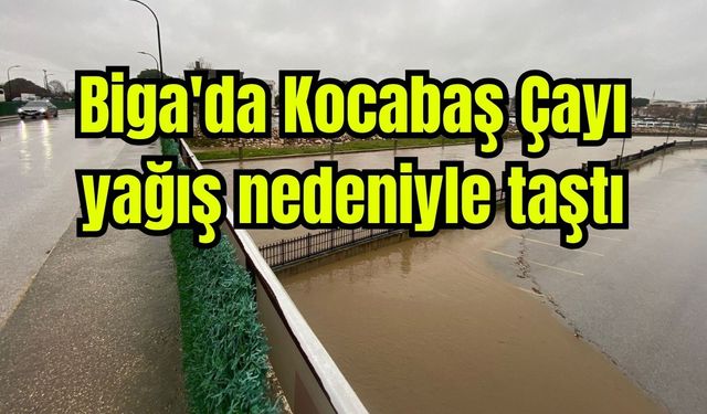 Biga'da Kocabaş Çayı yağış nedeniyle taştı (Video)
