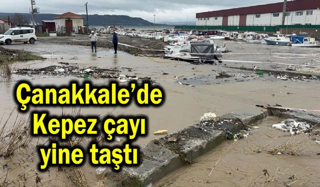 Çanakkale’de Kepez çayı yine taştı (Video)