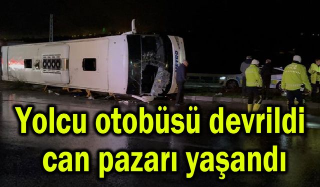Yolcu otobüsü devrildi, can pazarı yaşandı (Video)