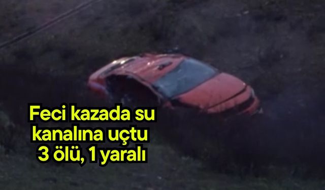 Feci kazada su kanalına uçtu 3 ölü, 1 yaralı (Video)
