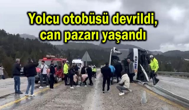 Yolcu otobüsü devrildi, can pazarı yaşandı