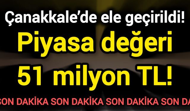 Çanakkale’de ele geçirildi! Piyasa değeri 51 milyon TL!