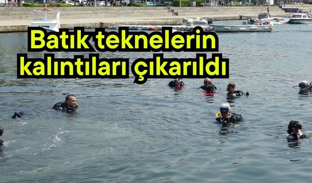 Batık teknelerin kalıntıları çıkarıldı (Video)
