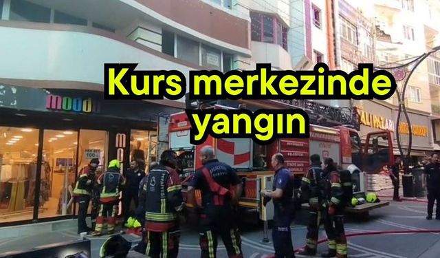 Kurs merkezinde yangın (Video)