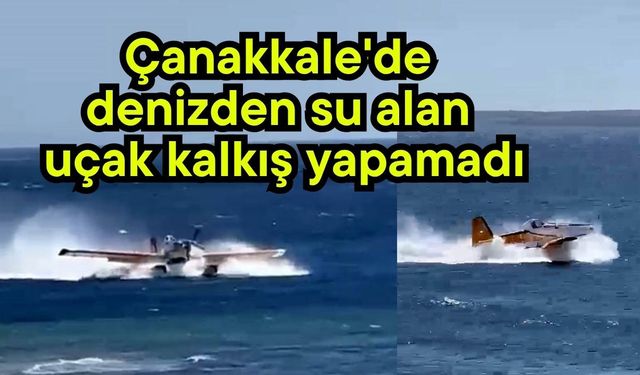 Çanakkale'de denizden su alan uçak kalkış yapamadı (Video)