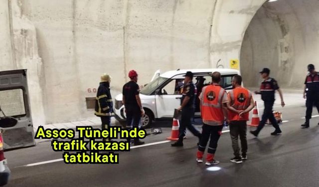 Assos Tüneli'nde trafik kazası tatbikatı
