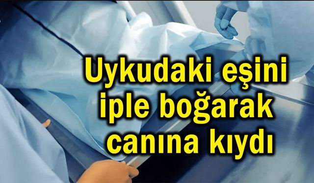 Uykudaki eşini iple boğarak canına kıydı