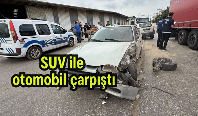 SUV ile otomobil çarpıştı (Video)