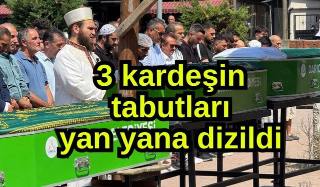 3 kardeşin tabutları yan yana dizildi (Video)