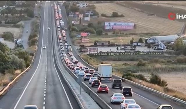 Tekirdağ yolunda kuyruk oluştu (Video)