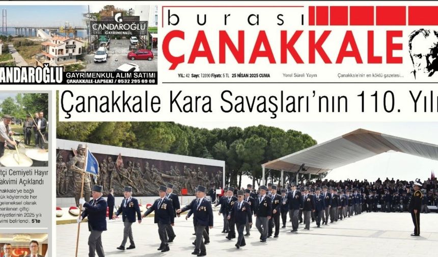 Burası Çanakkale Gazetesi 25 Nisan Cuma