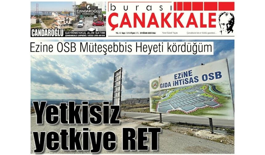 Burası Çanakkale Gazetesi 29 Nisan Salı