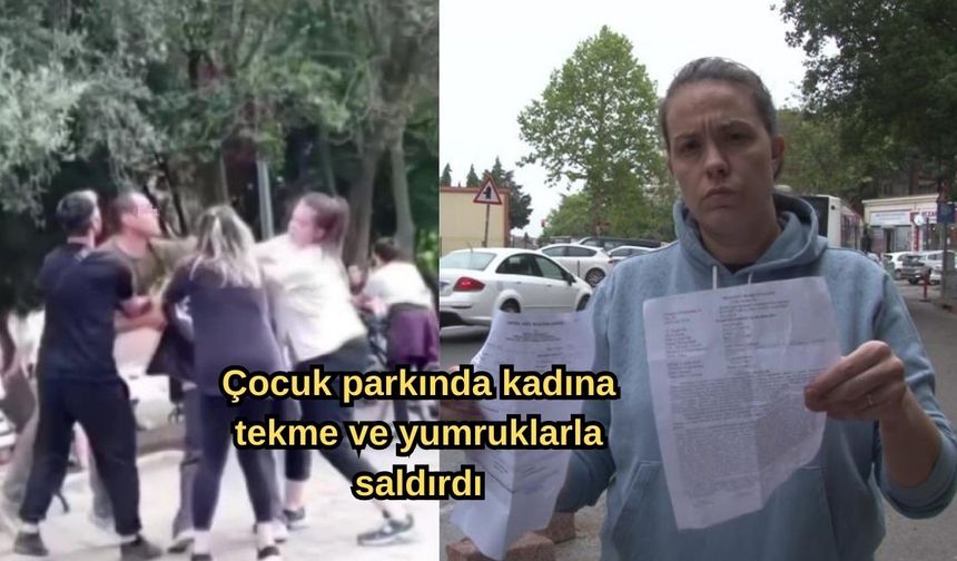 Çocuk parkında kadına tekme ve yumruklarla saldırdı