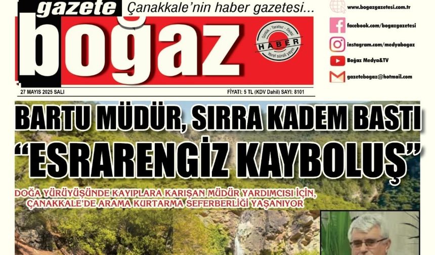 Çanakkale Boğaz Gazetesi 27 Mayıs Salı
