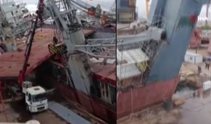Bakıma alınan gemi yan yattı: 1 ölü (Video)
