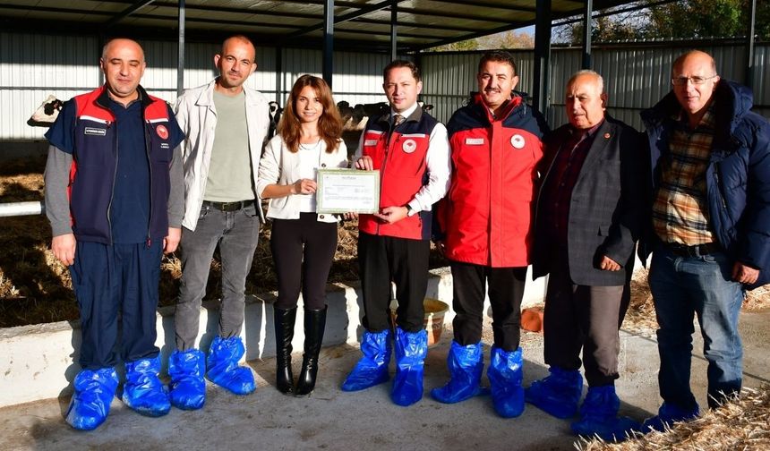 Biga’da kaliteli hayvansal üretim yapan üreticiye Ari İşletme Belgesi