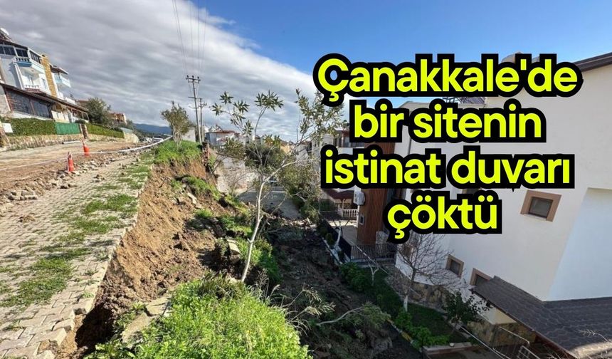 Çanakkale'de bir sitenin istinat duvarı çöktü (Video)