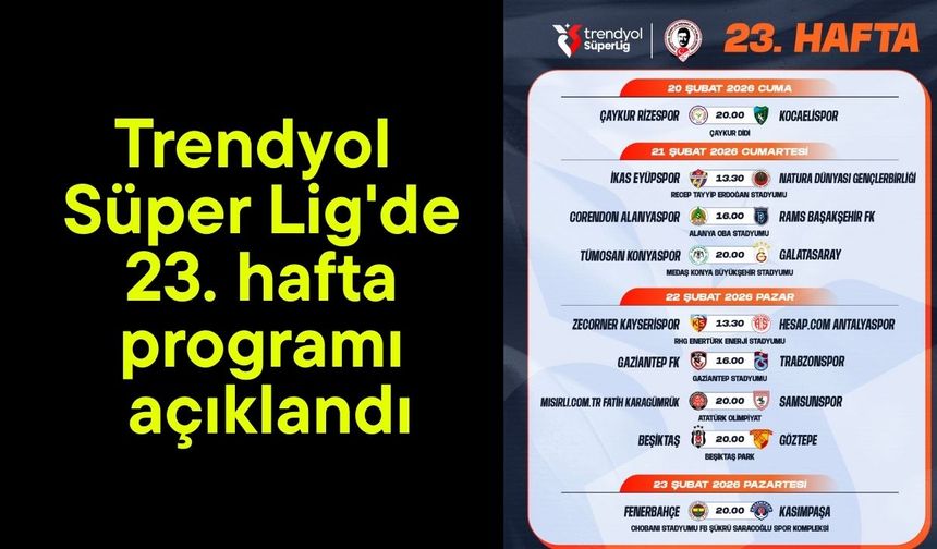 Trendyol Süper Lig'de 23. hafta programı açıklandı