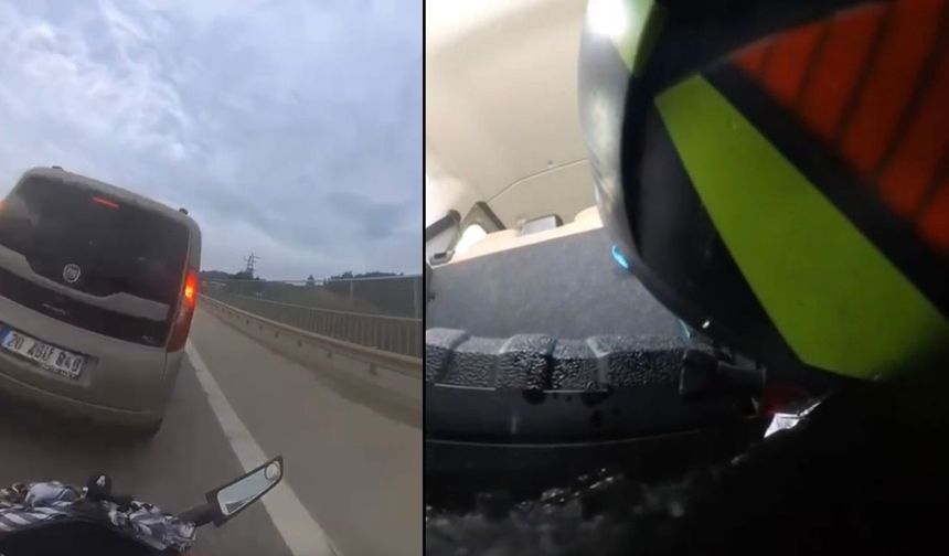 113 kilometre hızla giden motosikletli çarptığı araca girdi (Video)