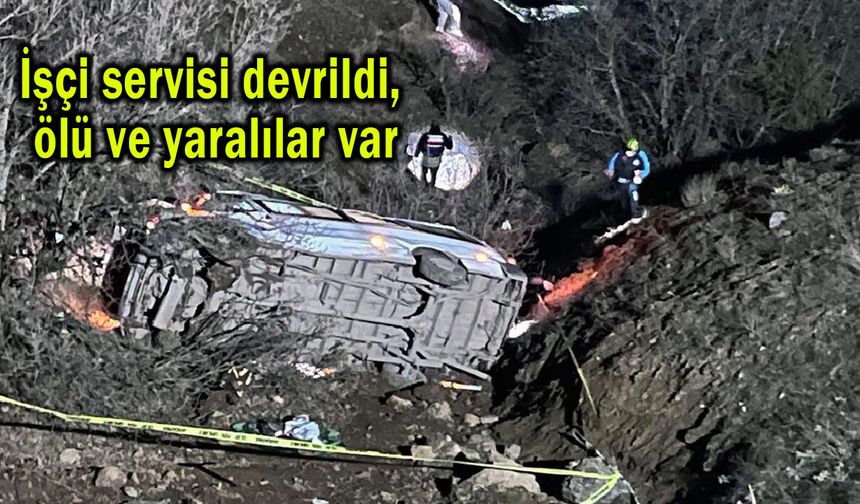 İşçi servisi devrildi, ölü ve yaralılar var (Video)