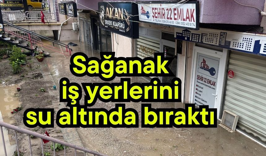 Sağanak iş yerlerini su altında bıraktı (Video)