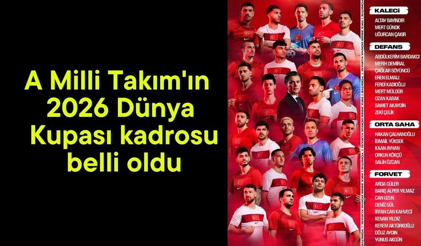 A Milli Takım'ın 2026 Dünya Kupası kadrosu belli oldu