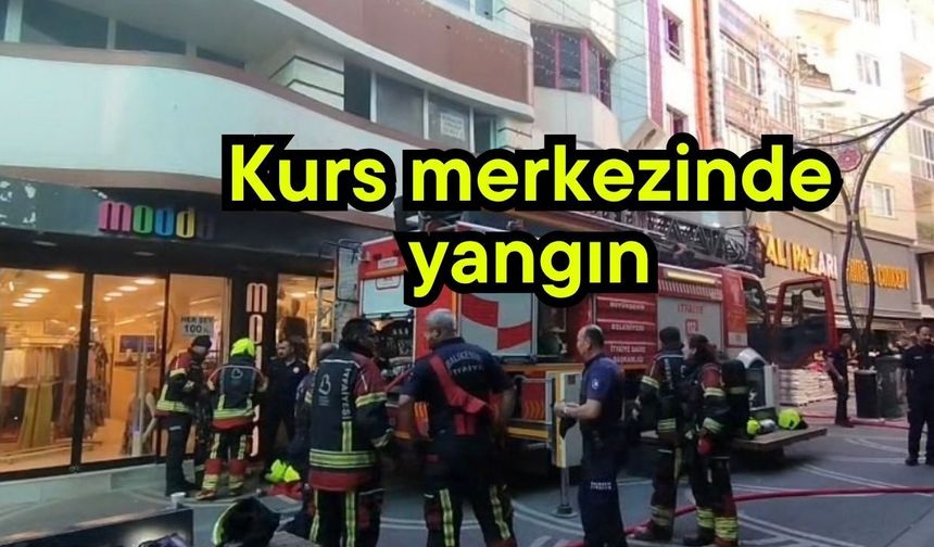 Kurs merkezinde yangın (Video)