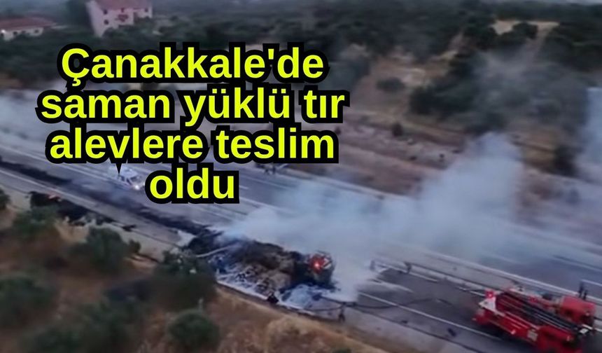 Çanakkale'de saman yüklü tır alevlere teslim oldu