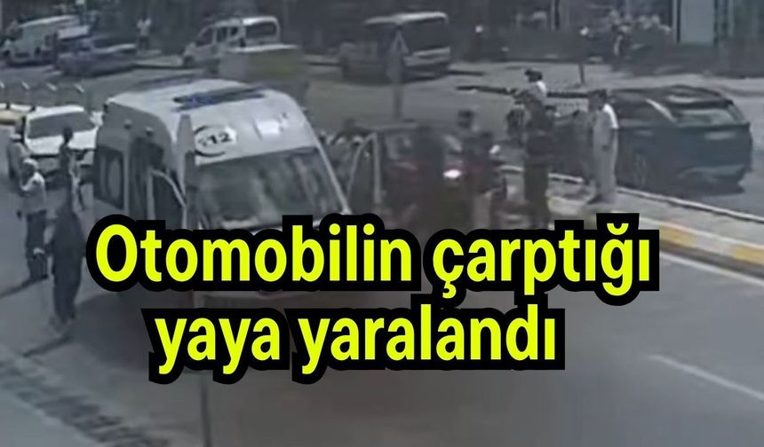 Otomobilin çarptığı yaya yaralandı (Video)