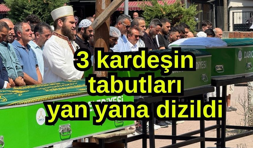 3 kardeşin tabutları yan yana dizildi (Video)