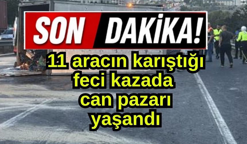 11 aracın karıştığı feci kazada can pazarı yaşandı (Video)
