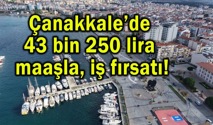 Çanakkale’de 43 bin 250 lira maaşla iş fırsatı!