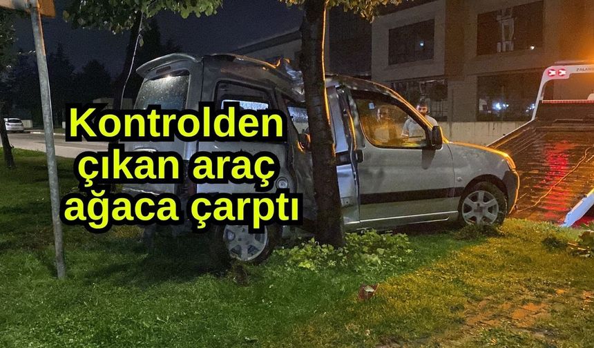 Kontrolden çıkan araç ağaca çarptı