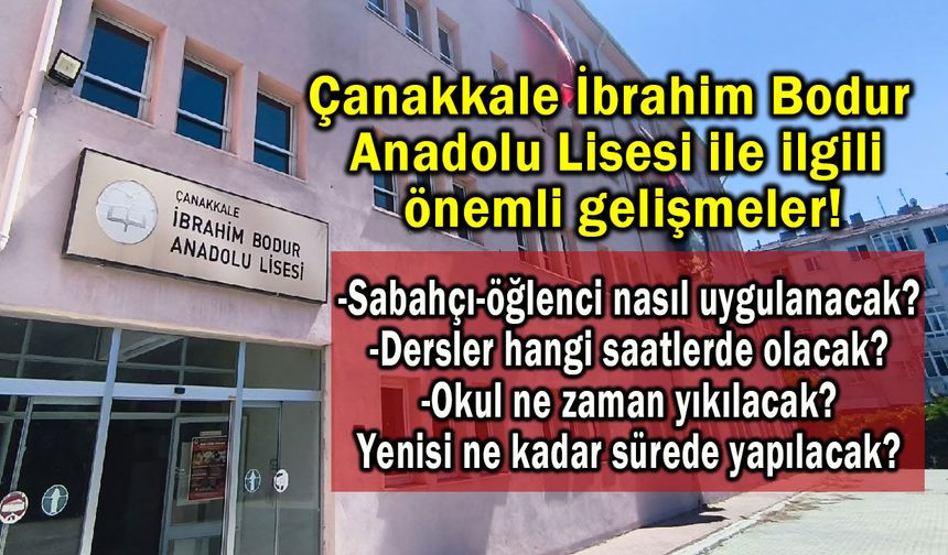 Çanakkale İBAL ile ilgili önemli gelişmeler!