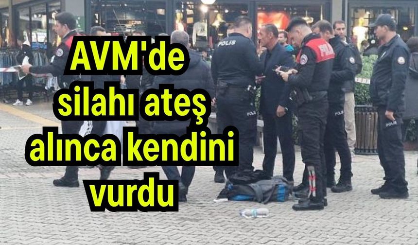 AVM'de silahı ateş alınca kendini vurdu