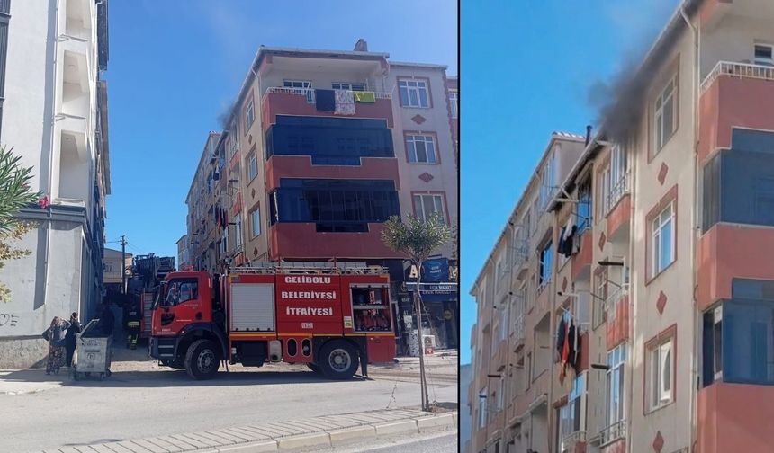 Çanakkale'de bir apartmanda çıkan yangın korkuttu (Video)